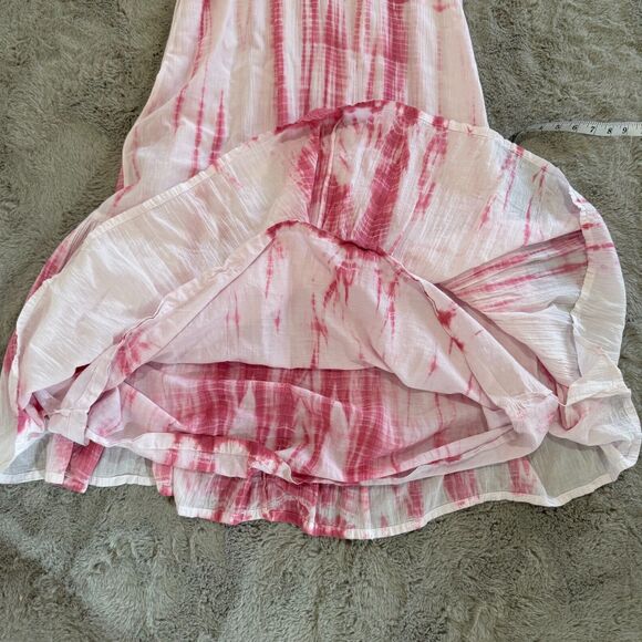 J. Jill Women's Tie-Dye Maxi Dress Size 4 Pink White Crinkle Boho Summer Sundres - Picture 7 of 8